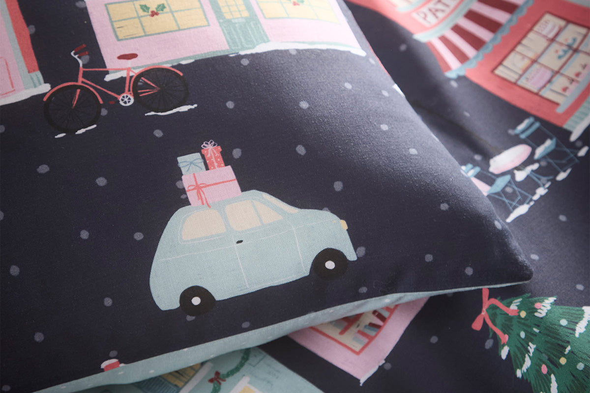 Fusion | Christmas Houses Duvet Cover Set | Navy | King-3