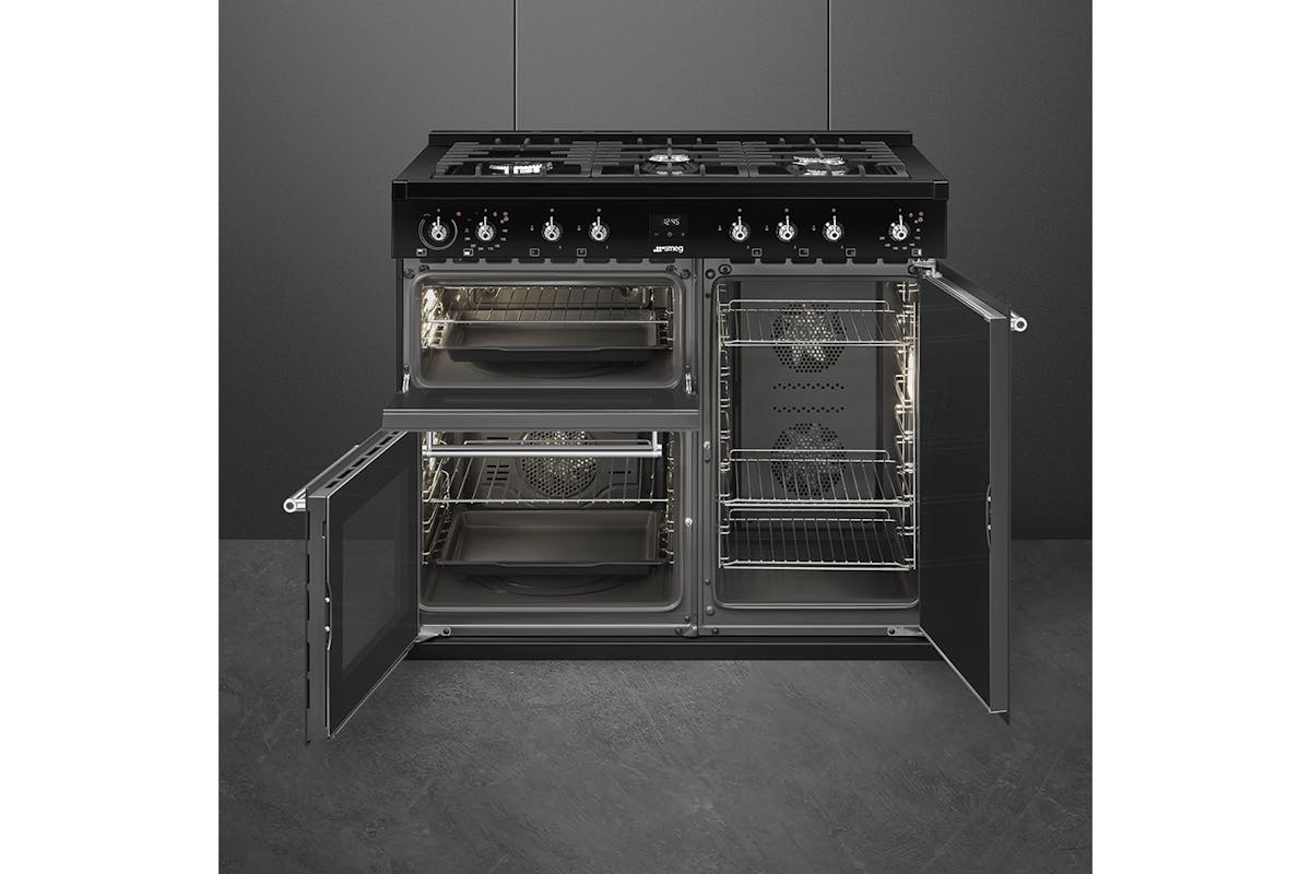 Smeg Concert 90cm Dual Fuel Range Cooker | CX103GMBL | Black-4