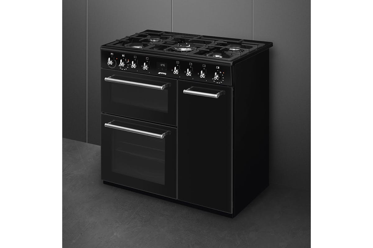 Smeg Clasic 90cm Dual Fuel Range Cooker | CX93GMBL | Black-2