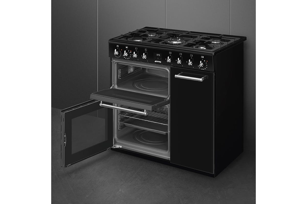 Smeg Clasic 90cm Dual Fuel Range Cooker | CX93GMBL | Black-4