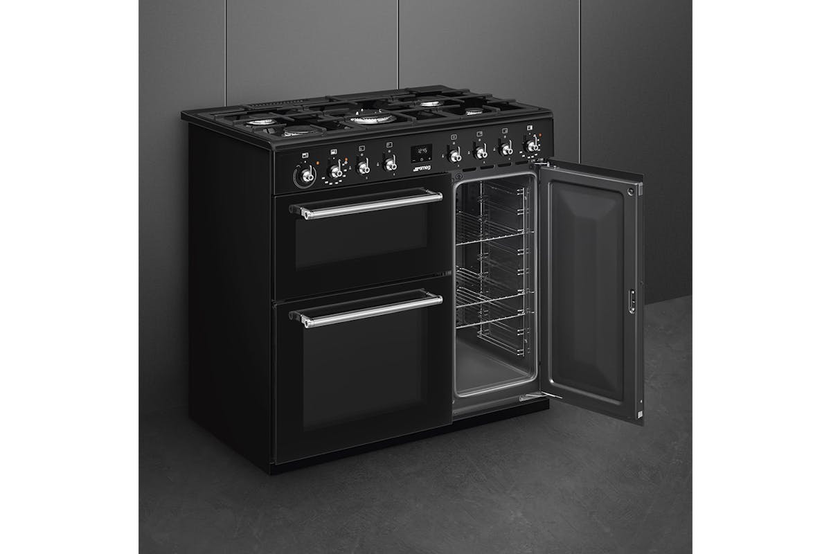 Smeg Clasic 90cm Dual Fuel Range Cooker | CX93GMBL | Black-7