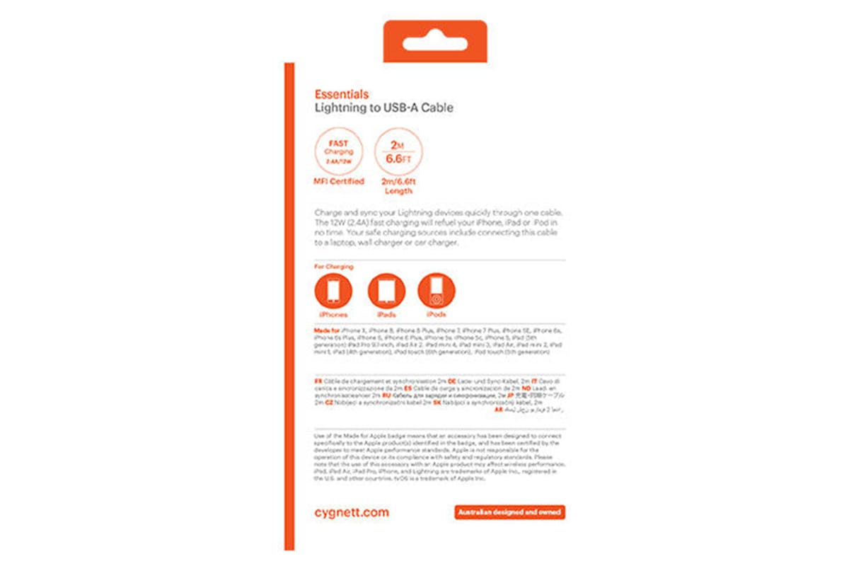 Cygnett Essentials Lightning to USB-A Cable | 2m | Black-4