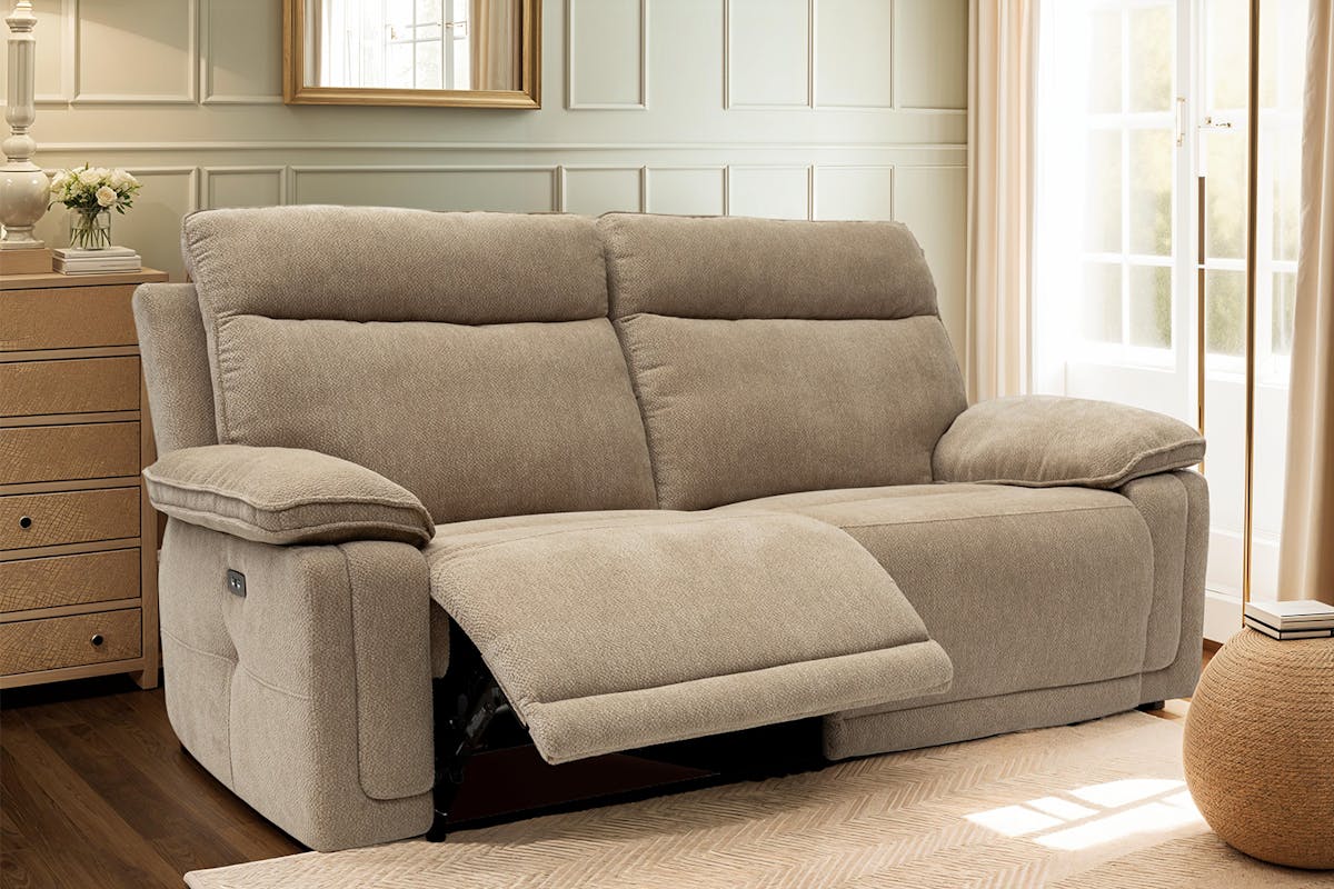 Cadenza 3 Seater Sofa | Power Recliner | Fabric | Camel-2