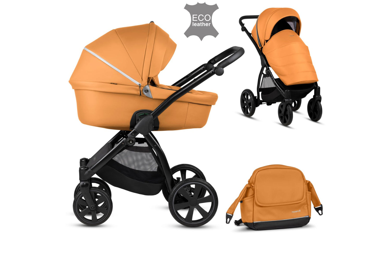 Noordi Fjordi Leather 2-in-1 Pram | Camel