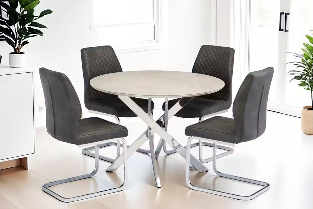 Capri Dining Chairs | Leather | Grey | Set of 2-2