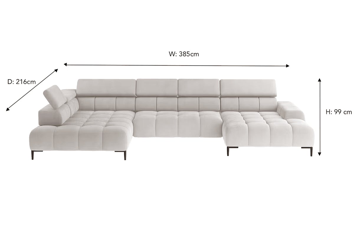 Cassie Chaise Sofa | Power Recliner | Extra Large | Fabric | Cream-6