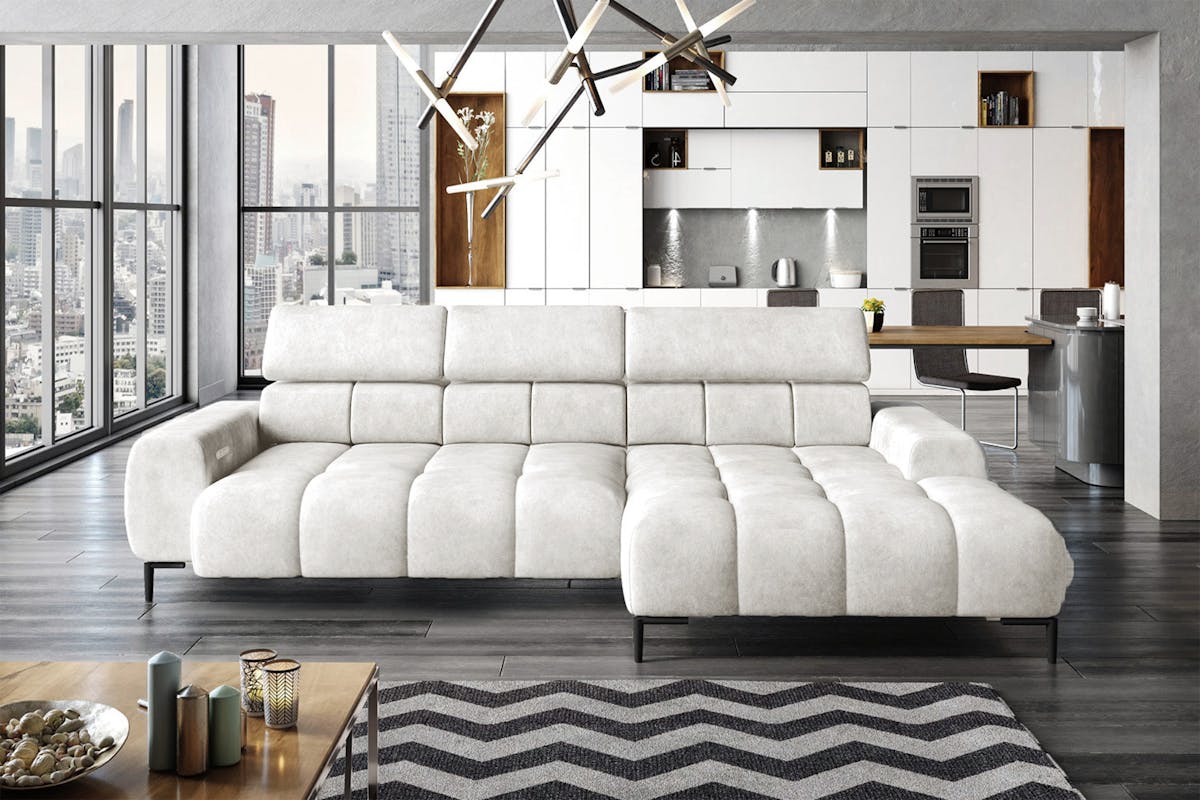 Cassie Chaise Sofa | Power Recliner | Small | Fabric | Cream-2