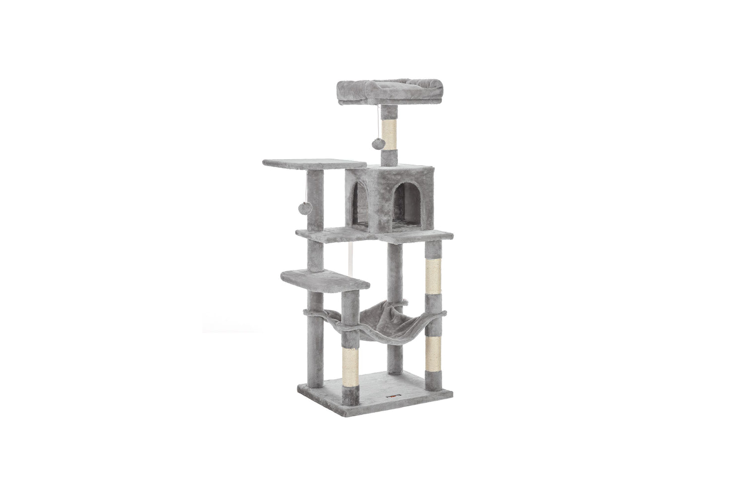 Feandrea UPCT161W01 Cat Condo with Hammock & Pompoms | Light Grey