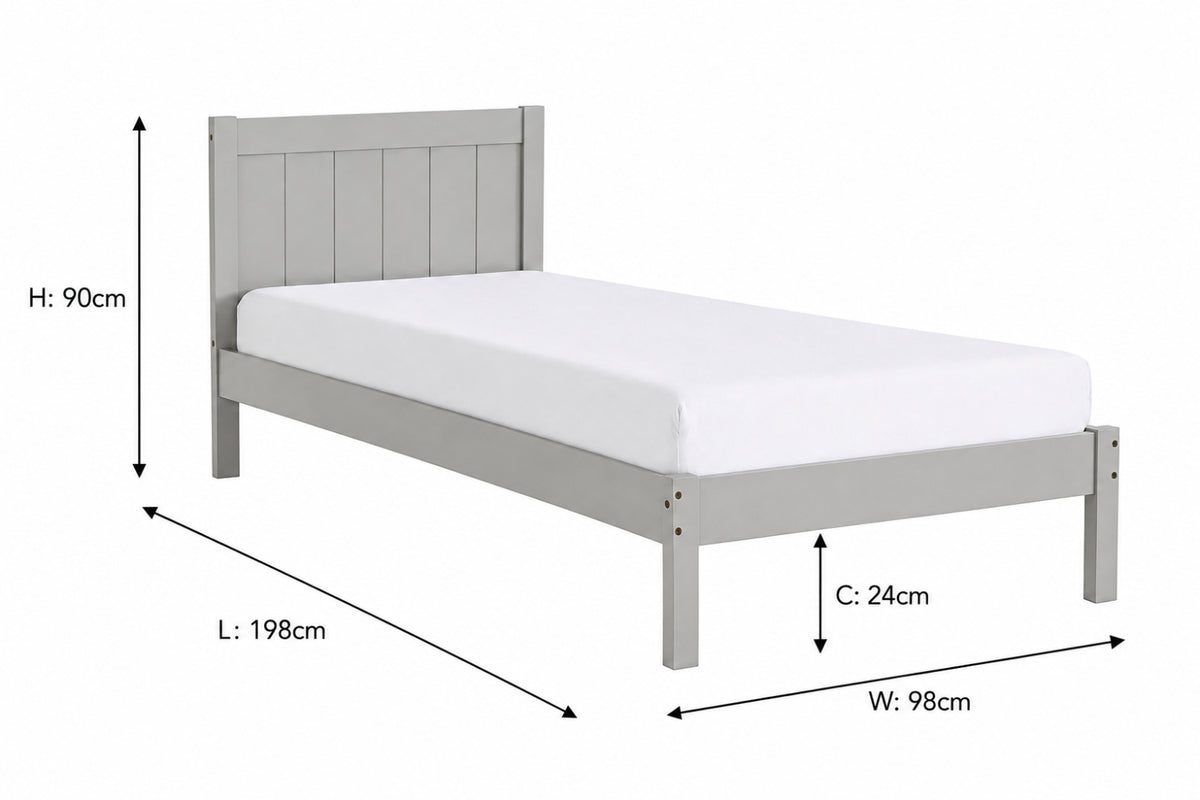 Jay Bed Frame | Single | 3ft | Grey-3
