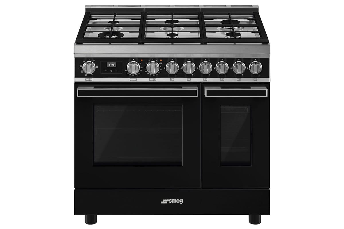 Smeg Portofino 90cm Dual Fuel Range Cooker | CPF92GMBL | Black