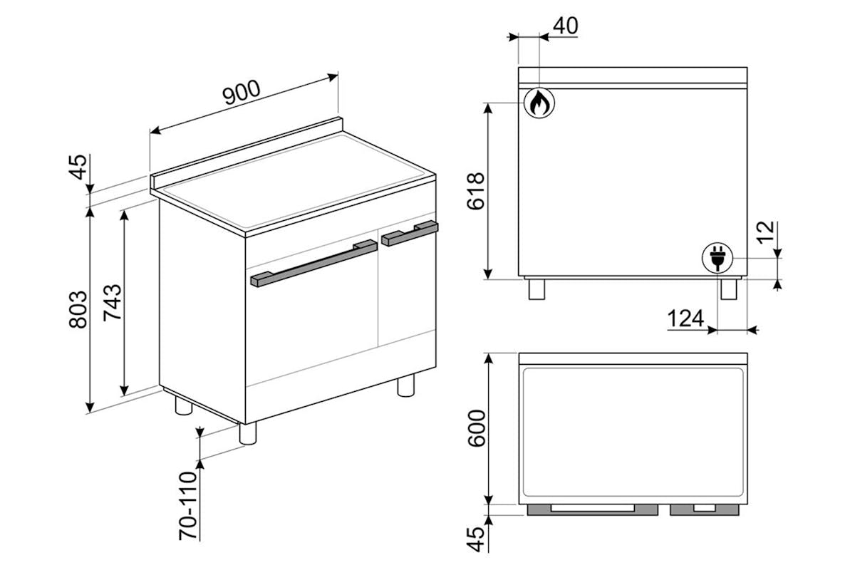 Smeg Portofino 90cm Dual Fuel Range Cooker | CPF92GMBL | Black-2