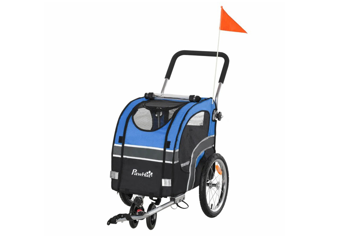PawHut 2-in-1 Dog Bike Trailer Pet Stroller Carrier | Multicolour