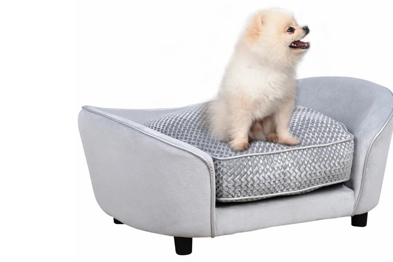 PawHut Plush Sponge Cushioned Small Dog Sofa | Grey