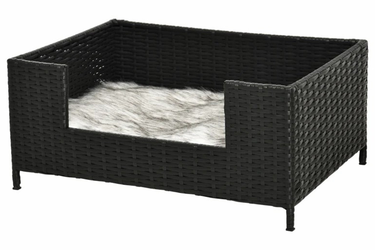 PawHut Rattan Pet Sofa with Soft Cushion | Black