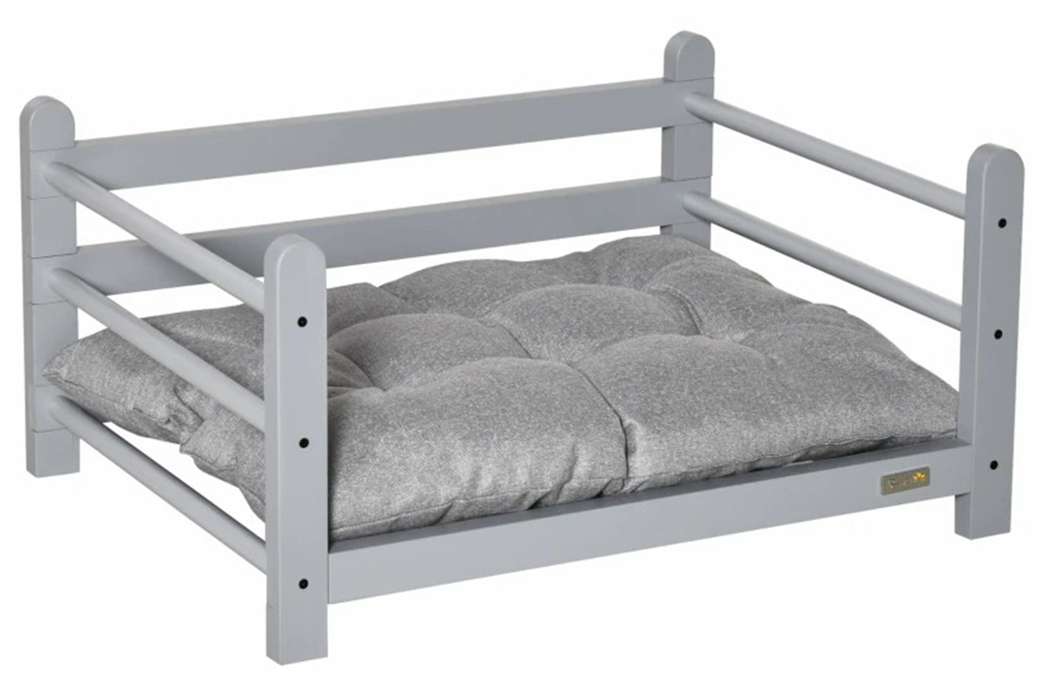 PawHut Raised Pet Bed for Small Dogs with Washable Cushion | Grey