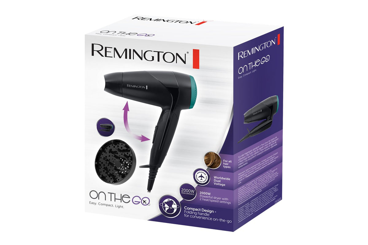 Remington On The Go Compact Hair Dryer | Black/Green-11