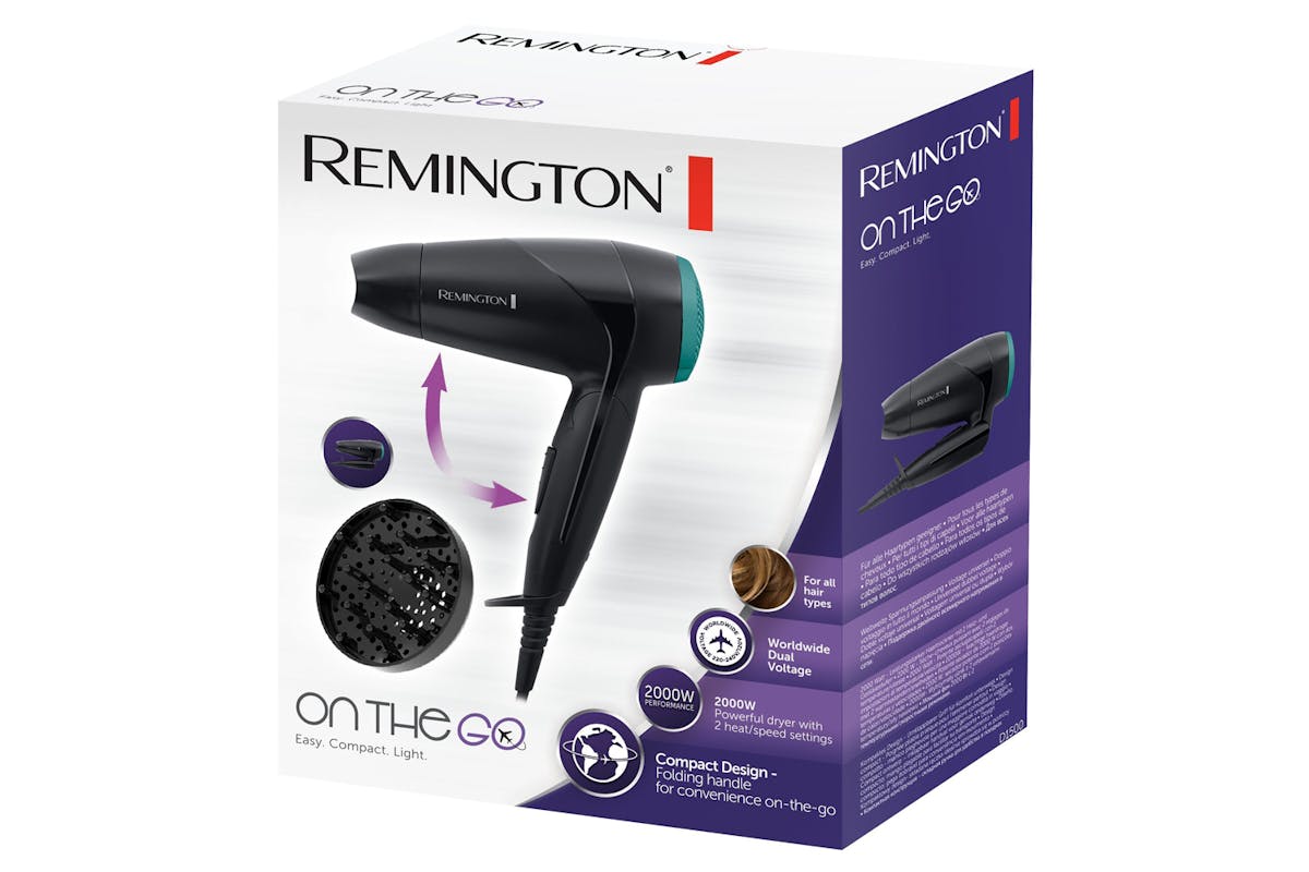 Remington On The Go Compact Hair Dryer | Black/Green-3
