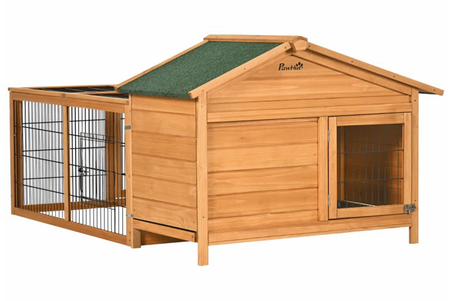 PawHut Wooden Rabbit Hutch | Golden Red