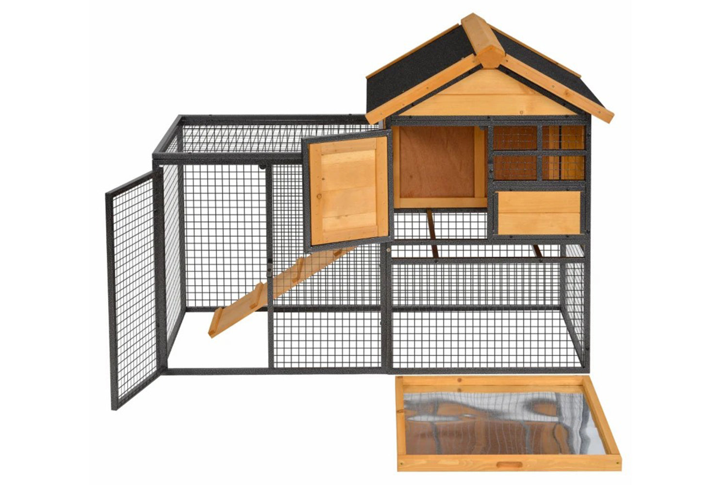 PawHut Outdoor Rabbit Hutch | Light Yellow/Black