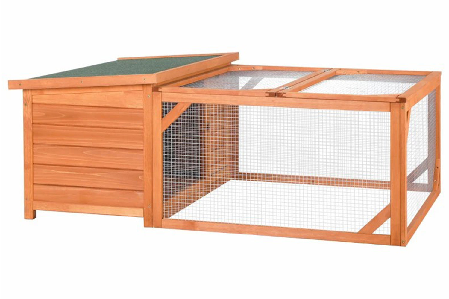 PawHut Rabbit Hutch Small Animal Guinea Pig House | Orange/Green