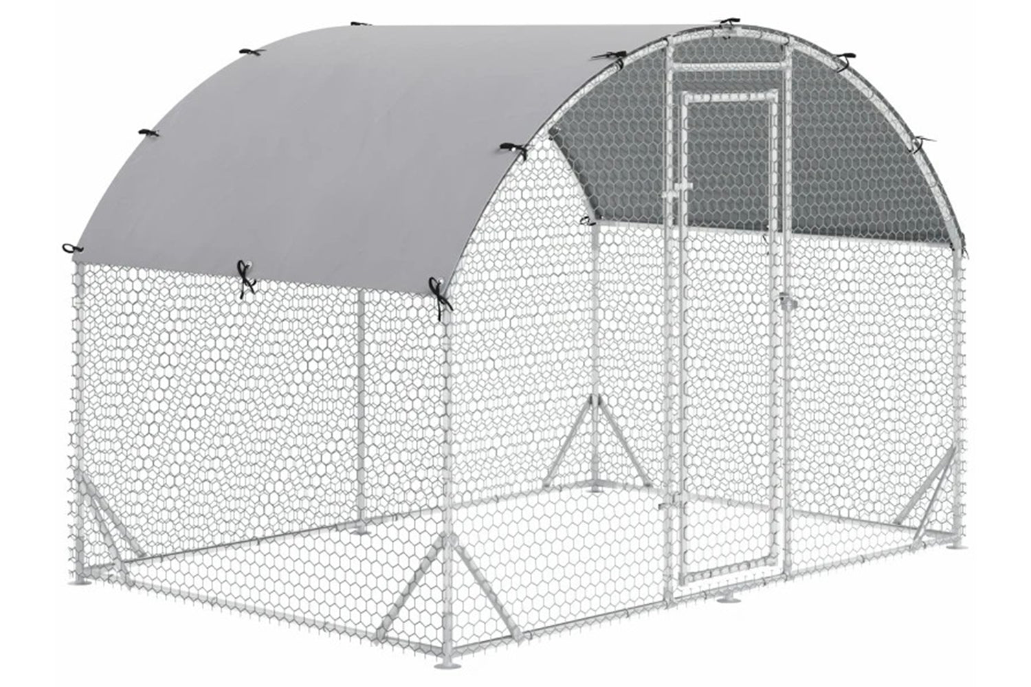 PawHut Walk-In Chicken Run with Water-Resist Cover | Silver