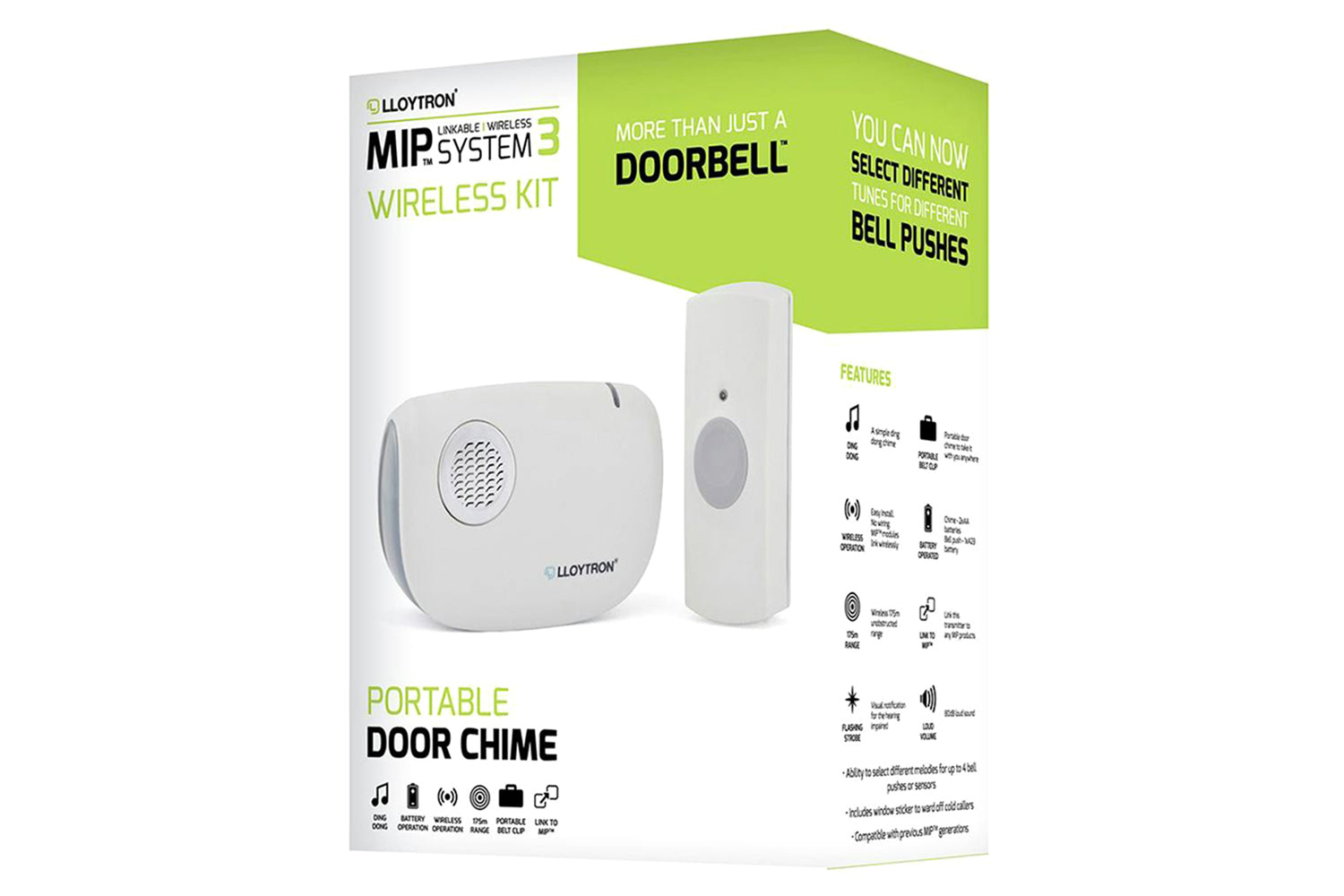Lloytron MIP3 Ding Dong Battery Operated Door Chime Kit | White-2
