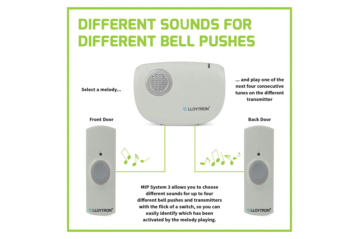 Lloytron MIP3 Ding Dong Battery Operated Door Chime Kit | White-4