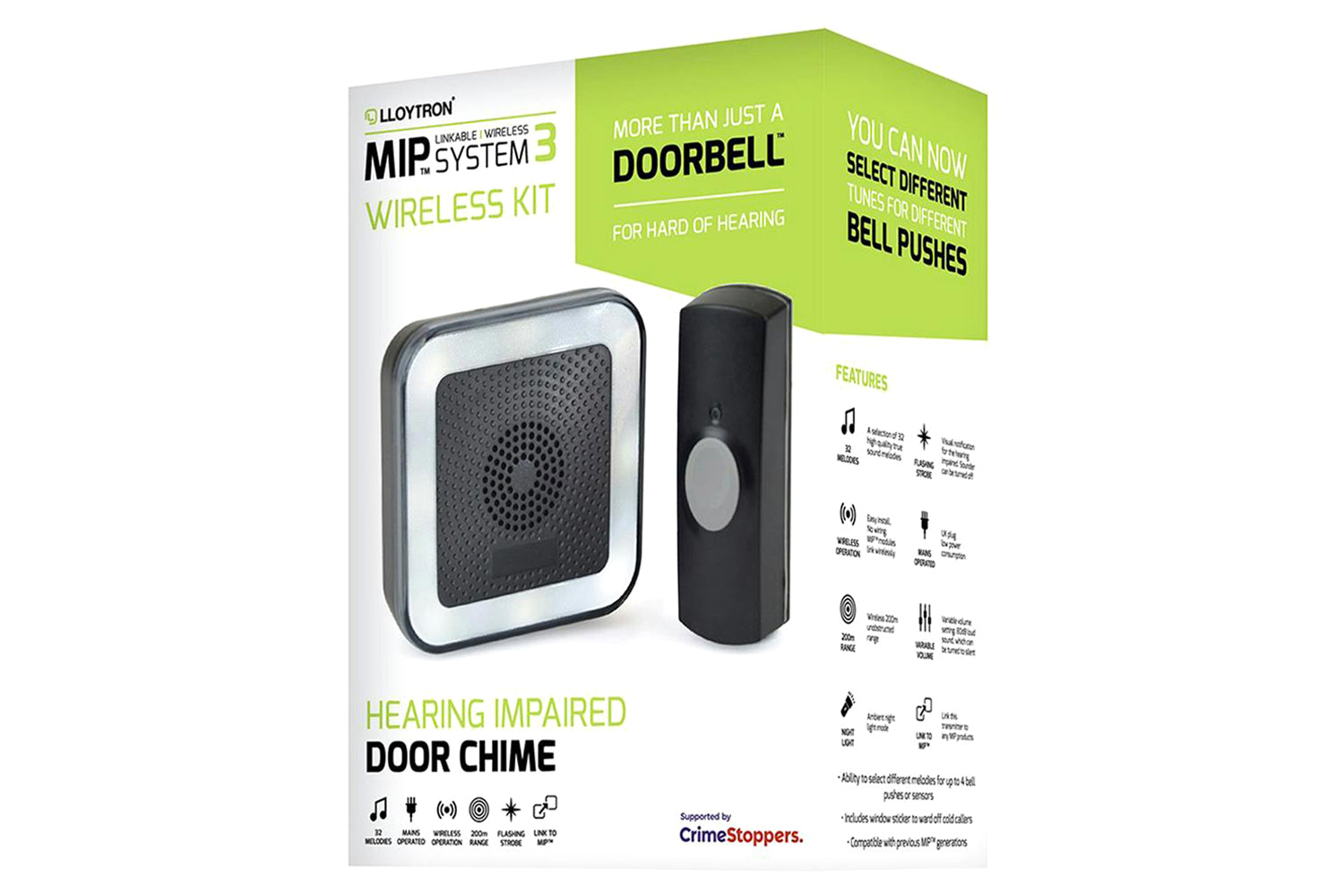 Lloytron 32 Melody Hearing Impaired Door Chime Kit | Black-2