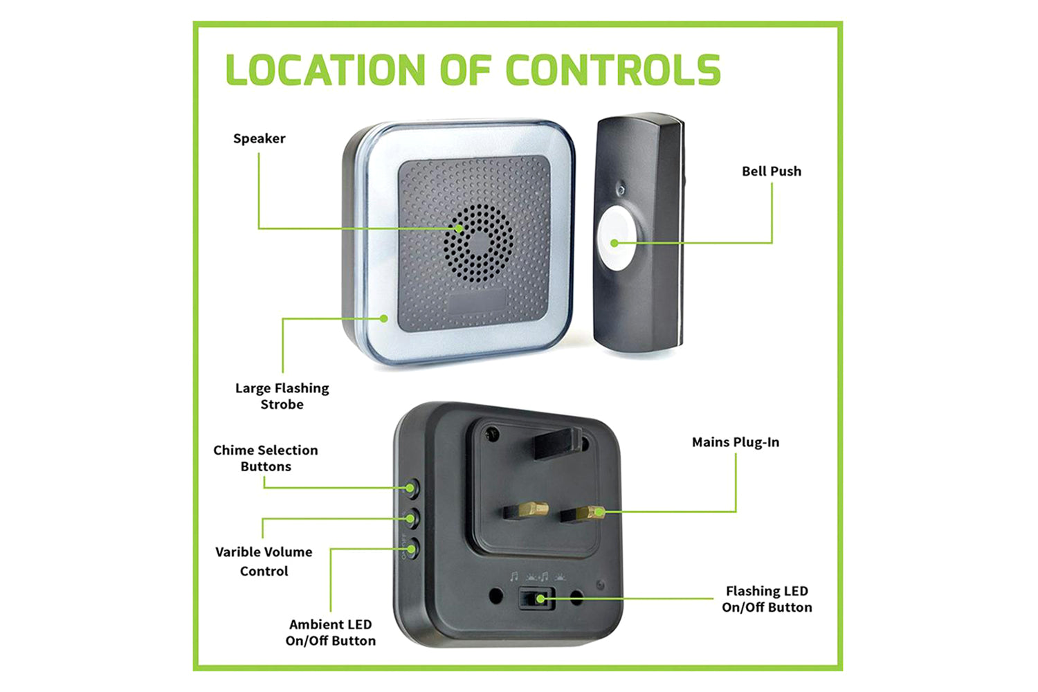 Lloytron 32 Melody Hearing Impaired Door Chime Kit | Black-7