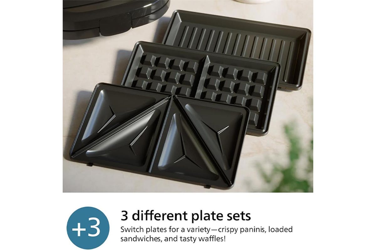 Philips 750W Black Silver Panini Waffle & Sandwiches Maker-3