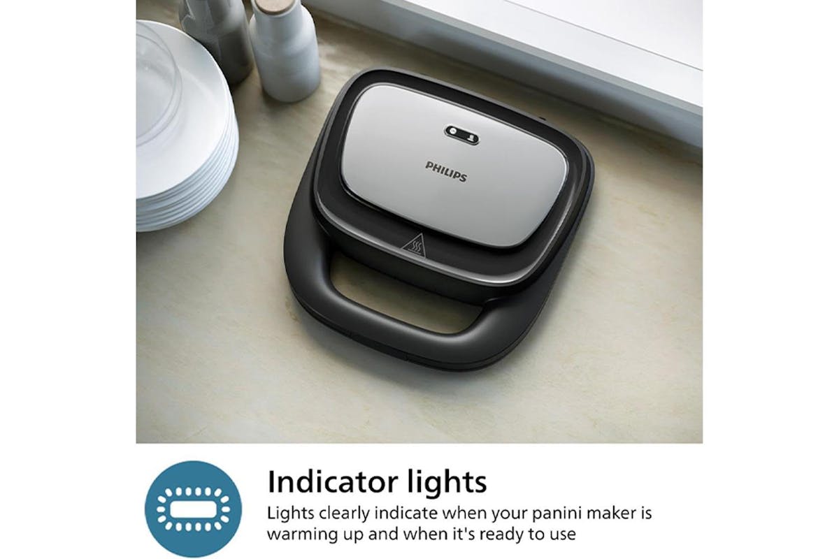 Philips 750W Black Silver Panini Waffle & Sandwiches Maker-6