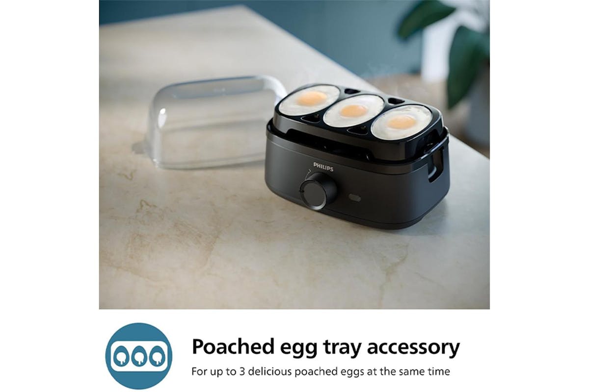 Philips Black 400W 6-Egg Poacher with Transparent Lid-3