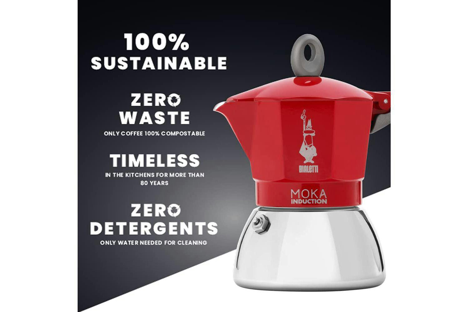 Bialetti | Moka Induction Moka Pot | 2 Cup | Red-5