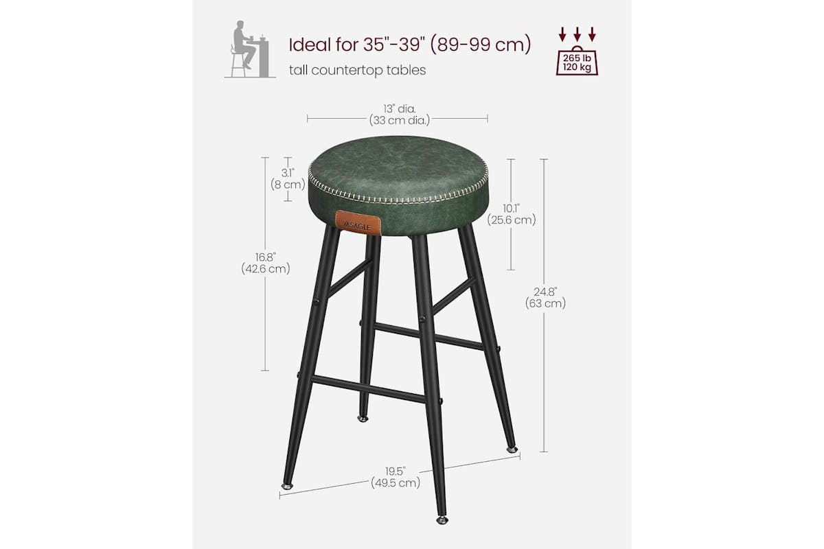 Vasagle Echo Collection Bar Stools | Set Of 2 | Forest Green | 63 Cm (Special Offer)-3