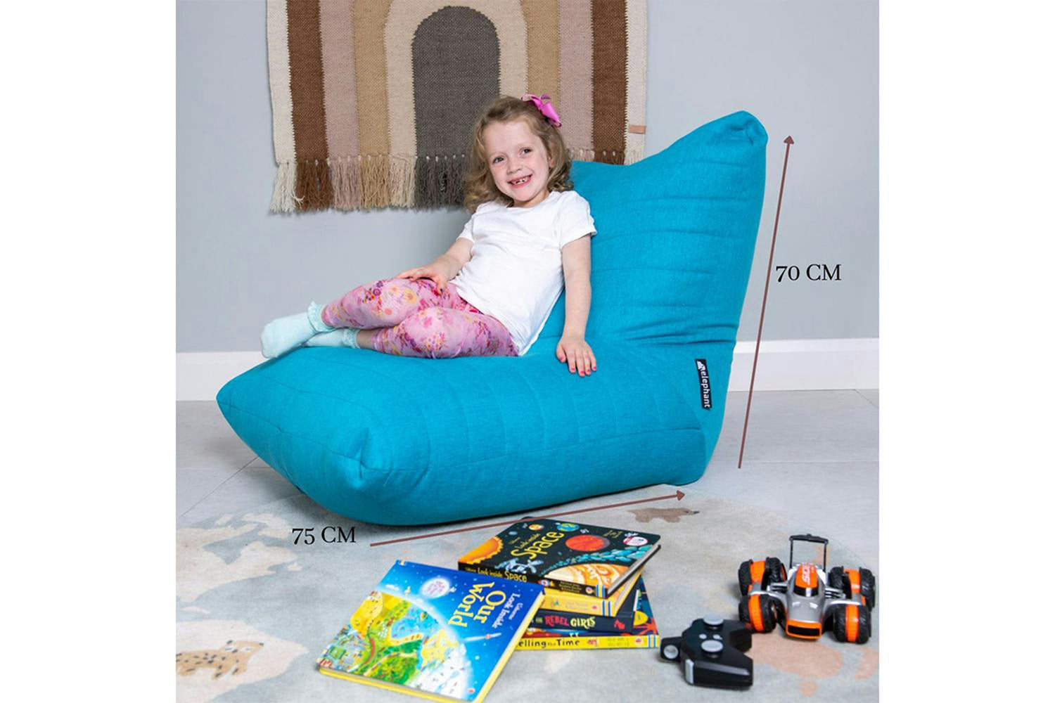 Elephant | Boho Bean Bag | Turquoise-2