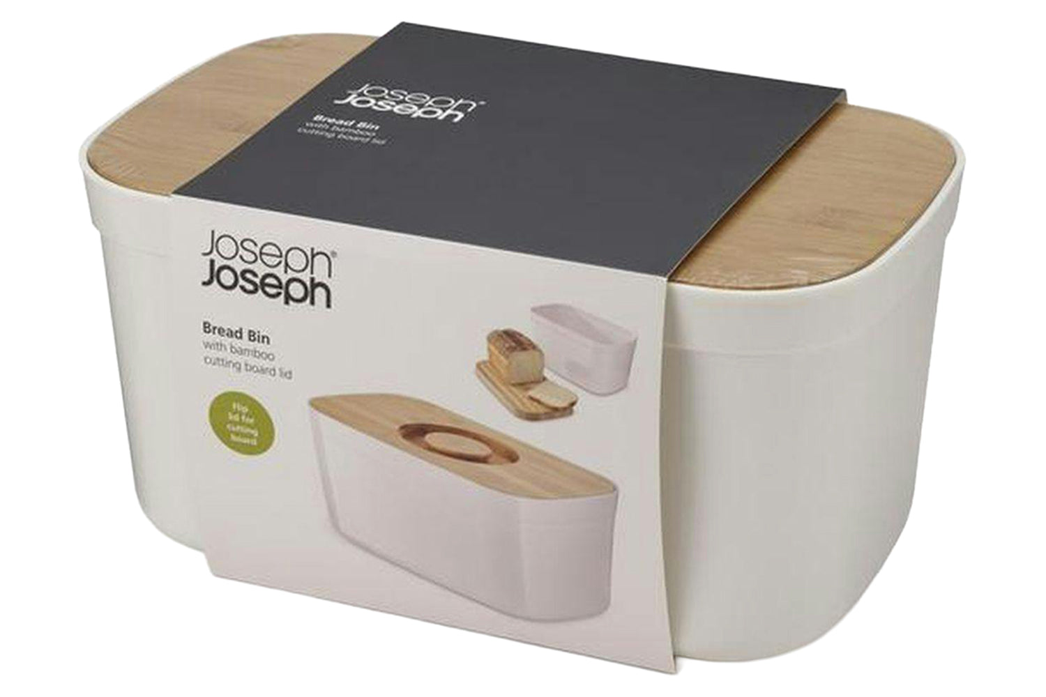Joseph Joseph | Bread Bin with Bamboo Cutting Board Lid | White