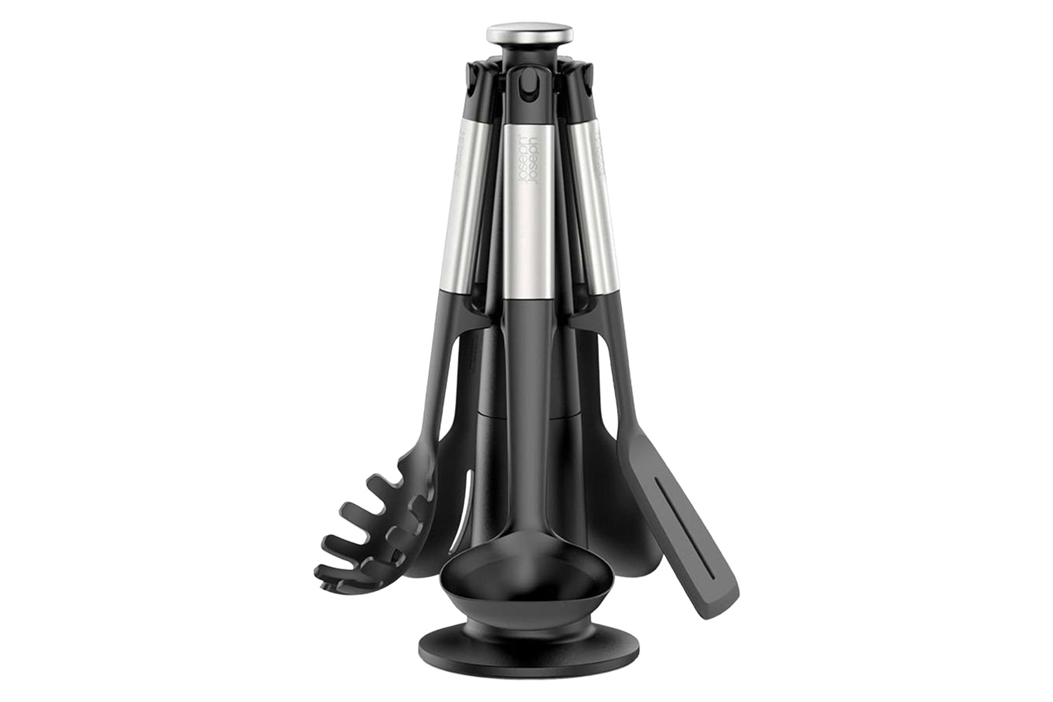 Joseph Joseph | Elevate Carousel 6-Piece Utensil Set with Rotating Stand | Black Steel