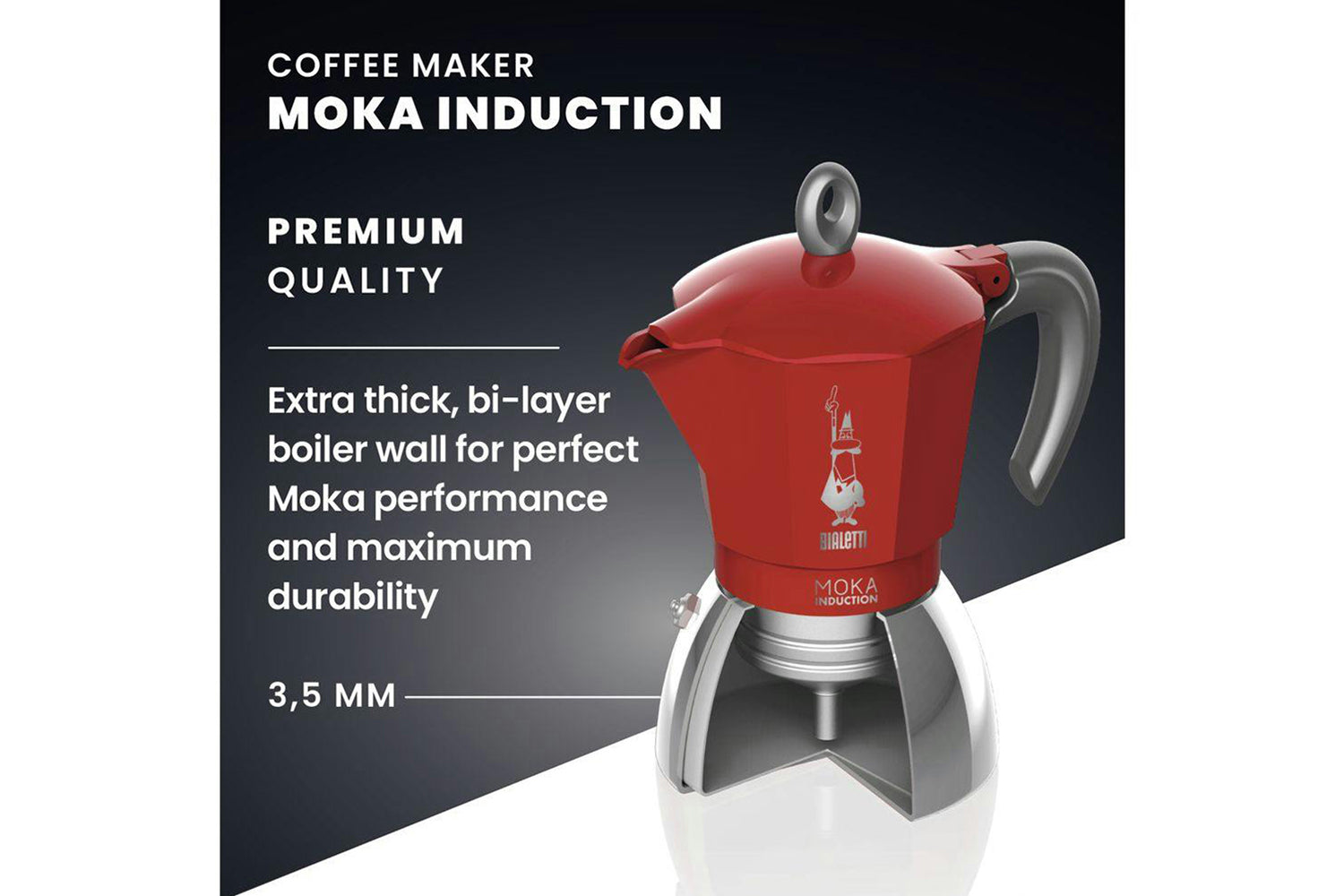 Bialetti | Moka Induction Italian Moka Pot | 6 Cup | Red-6