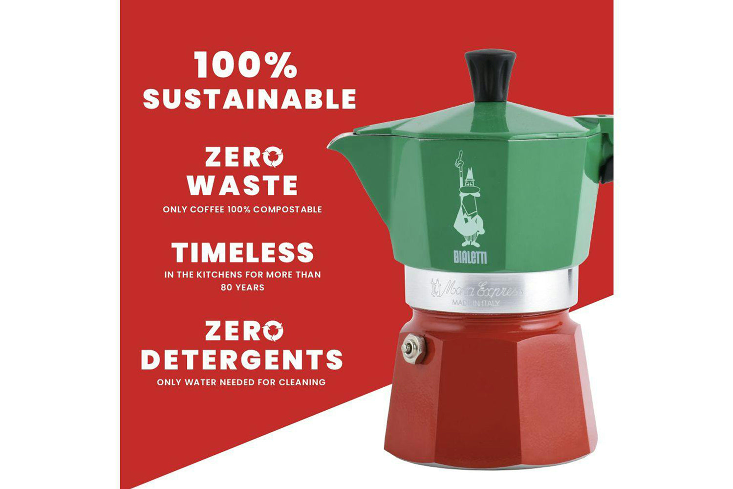Bialetti | Moka Express Classic Italian Moka Pot | 6 Cup | Green/Red-5