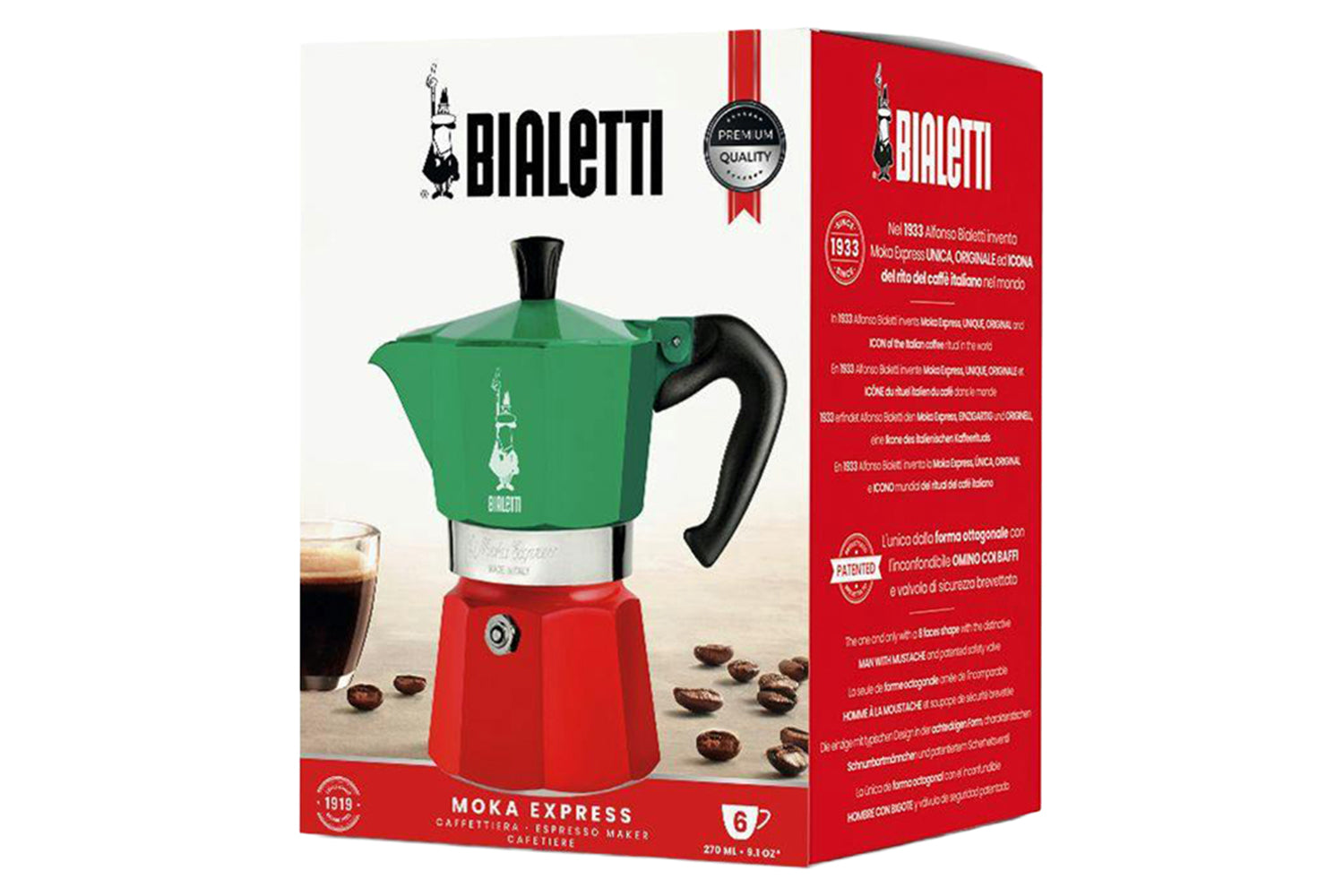 Bialetti | Moka Express Classic Italian Moka Pot | 6 Cup | Green/Red-6