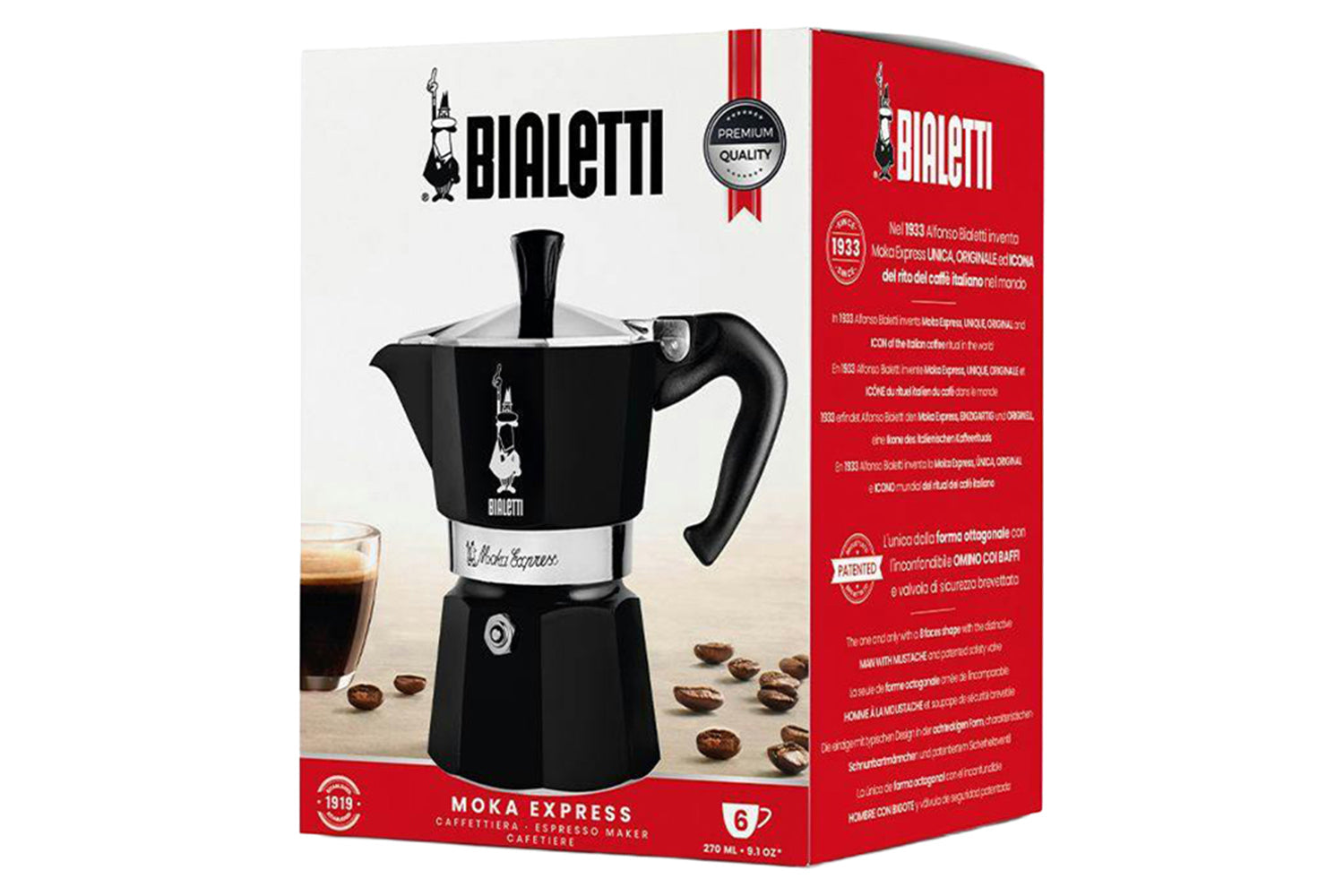 Bialetti | Moka Express Traditional Italian Moka Pot | 6 Cup | Black-4