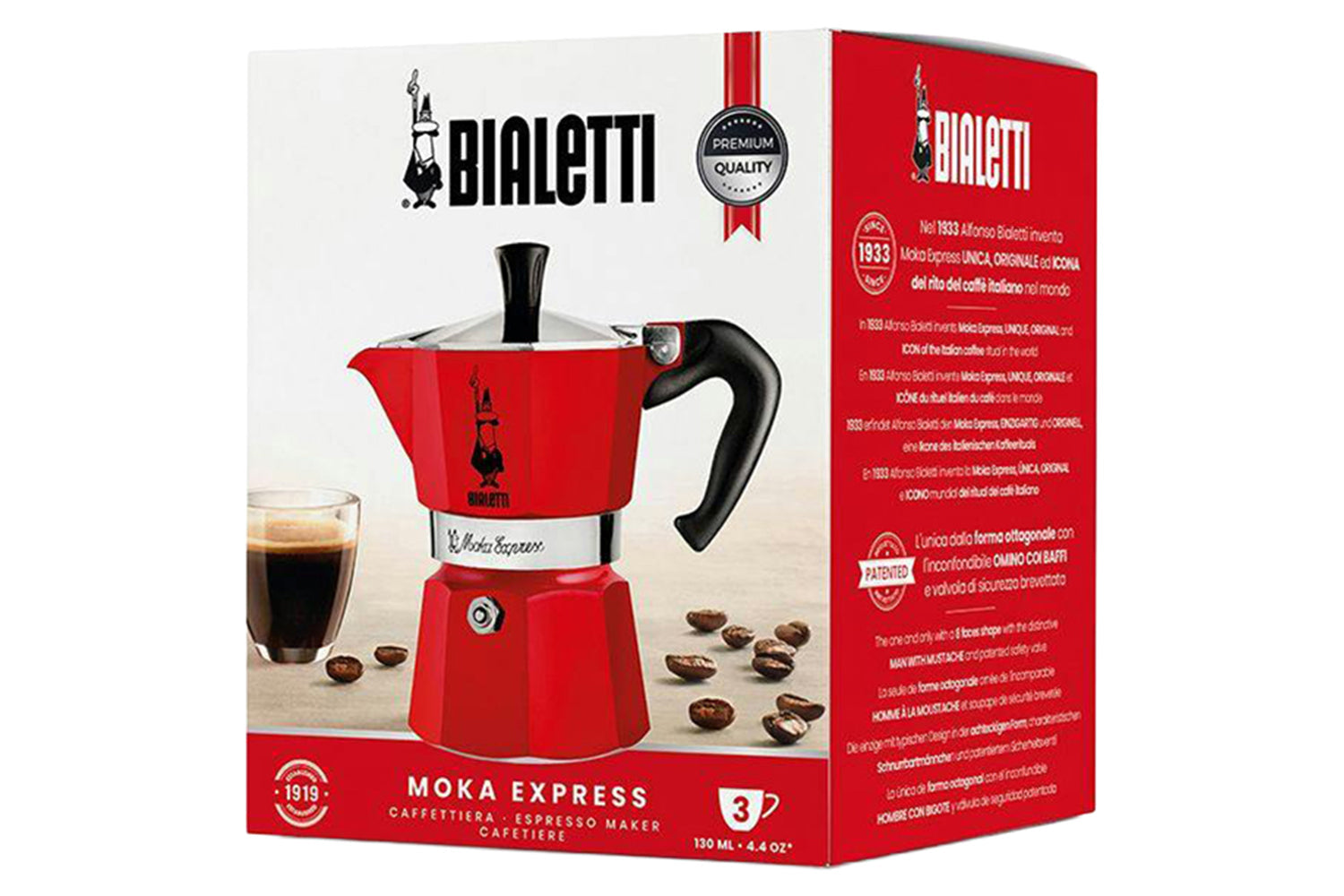 Bialetti | Moka Express Authentic Italian Moka Pot | 3 Cup | Red-5