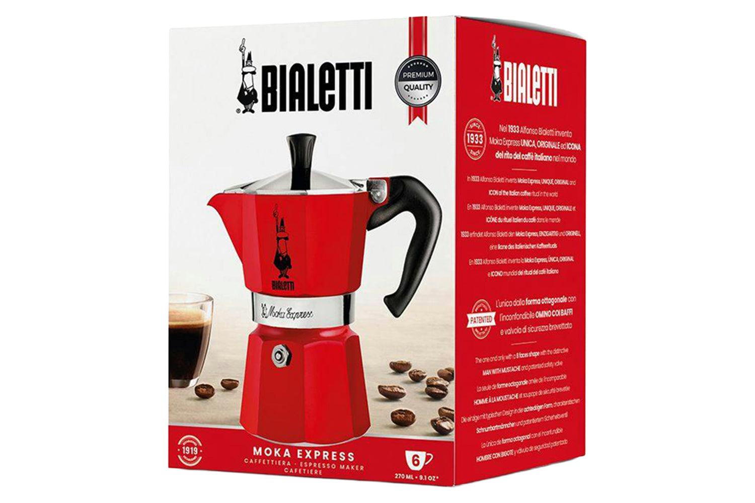 Bialetti | Moka Express Authentic Italian Moka Pot | 6 Cup | Red-5