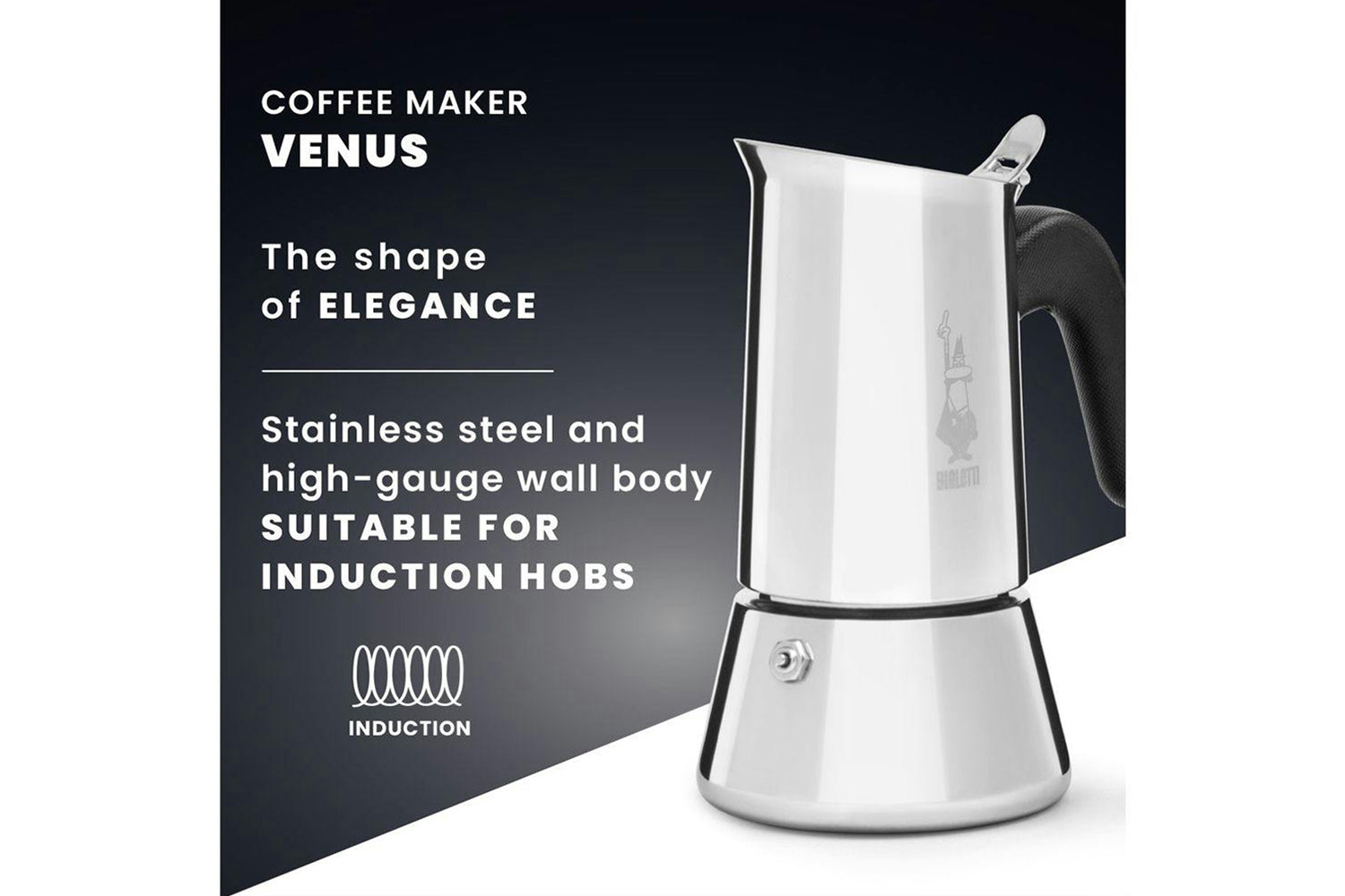 Bialetti | Venus Induction Premium Italian Moka Pot | 4 Cup | Stainless Steel-5