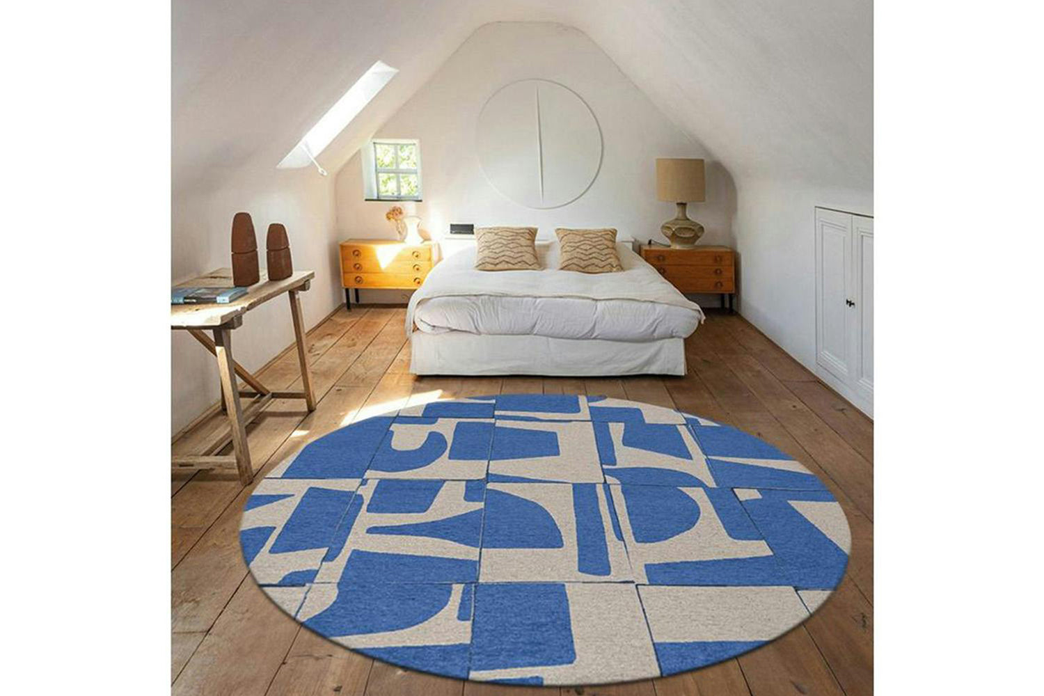 Louis De Poortere | Papercut Indoor Eco Round Rug | Blue/White | 140 x 140 cm-2