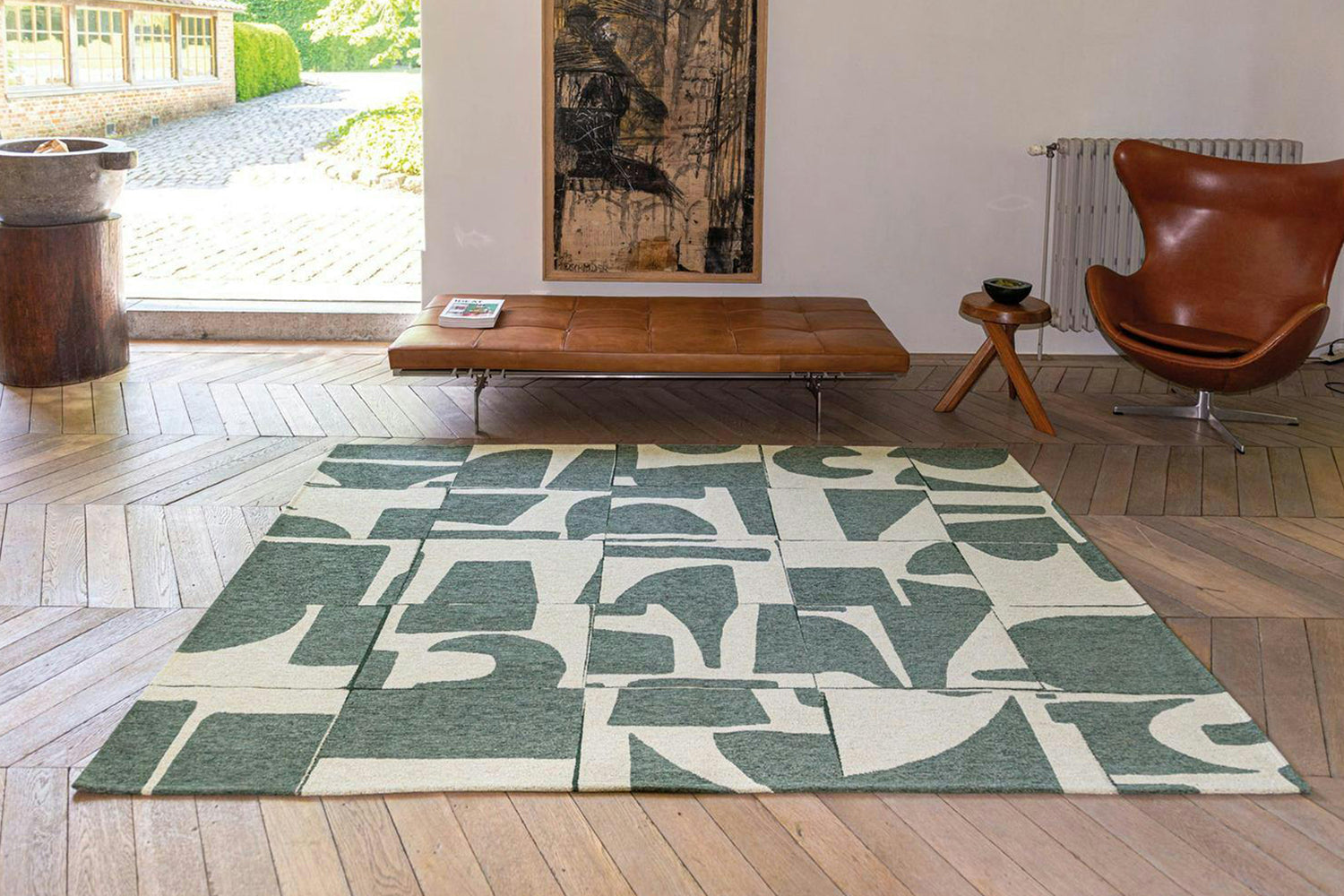 Louis De Poortere | Papercut Indoor Eco Rug | Beige/Green | 80 x 250 cm-2