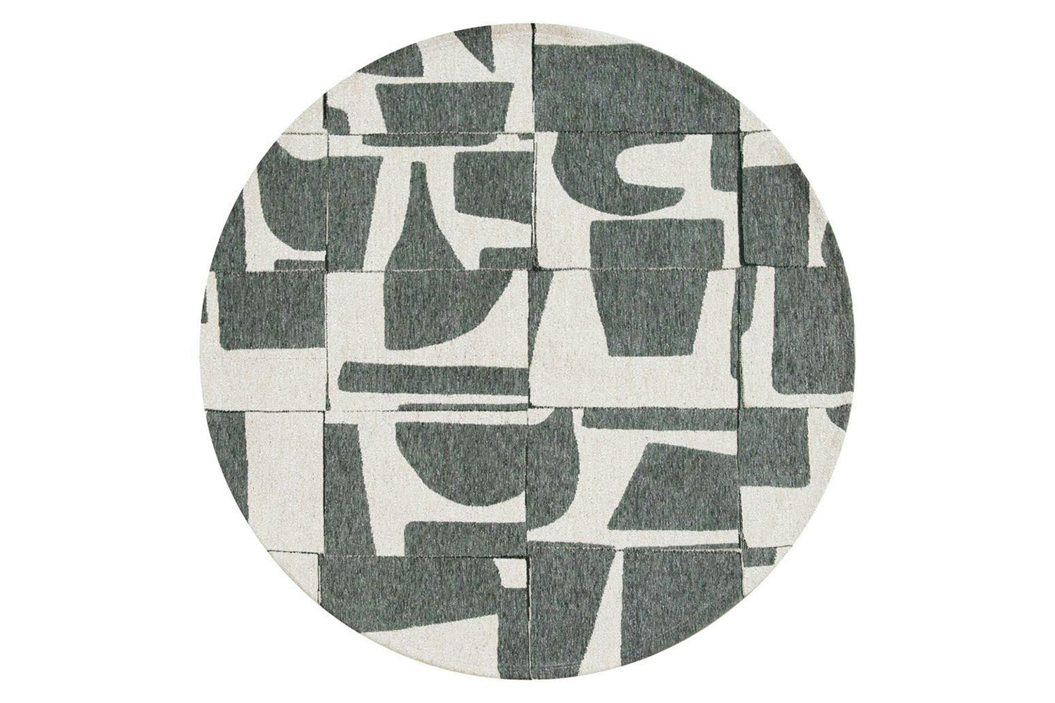 Louis De Poortere | Papercut Indoor Eco Round Rug | Beige/Green | 140 x 140 cm
