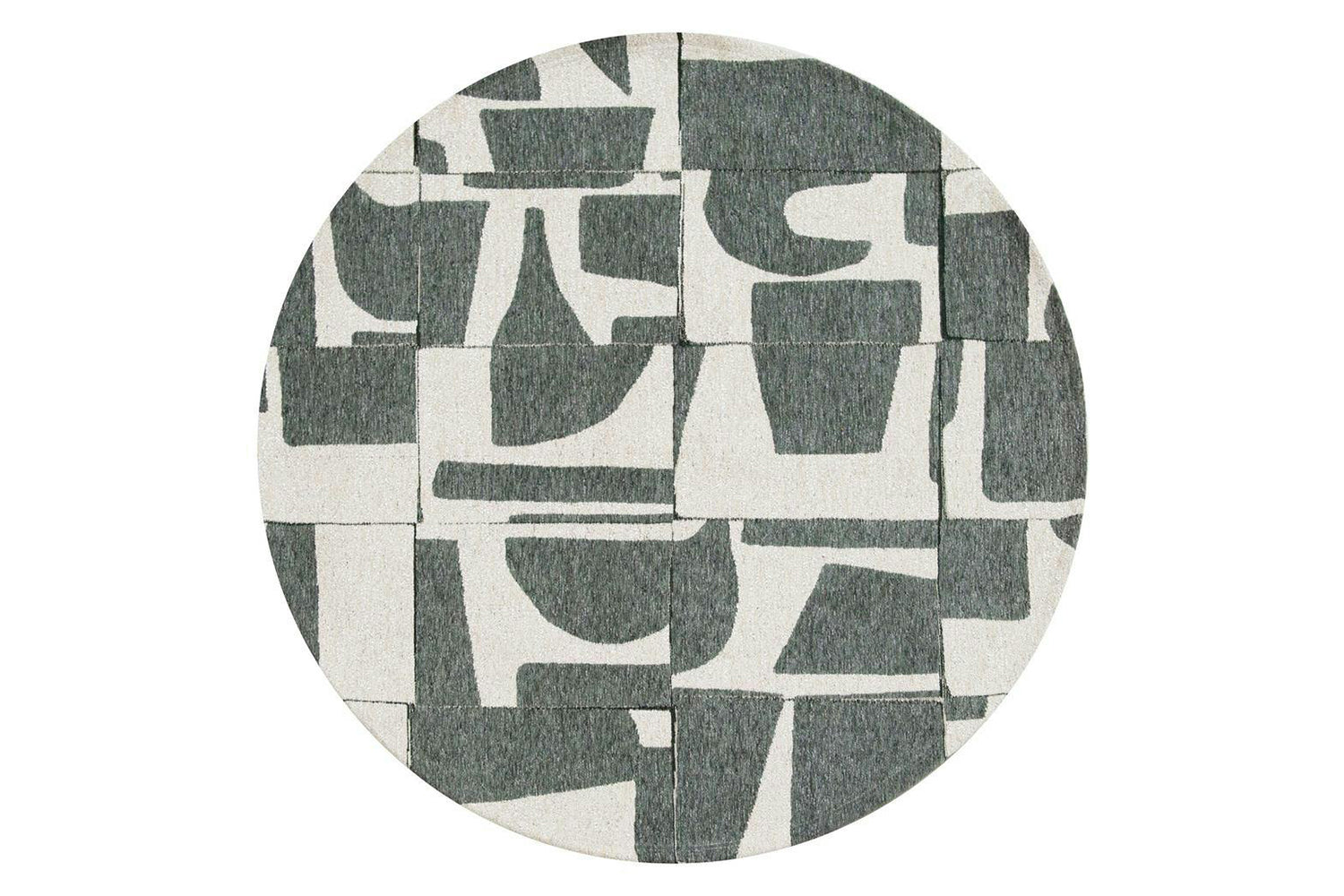 Louis De Poortere | Papercut Indoor Eco Round Rug | Beige/Green | 240 x 240 cm