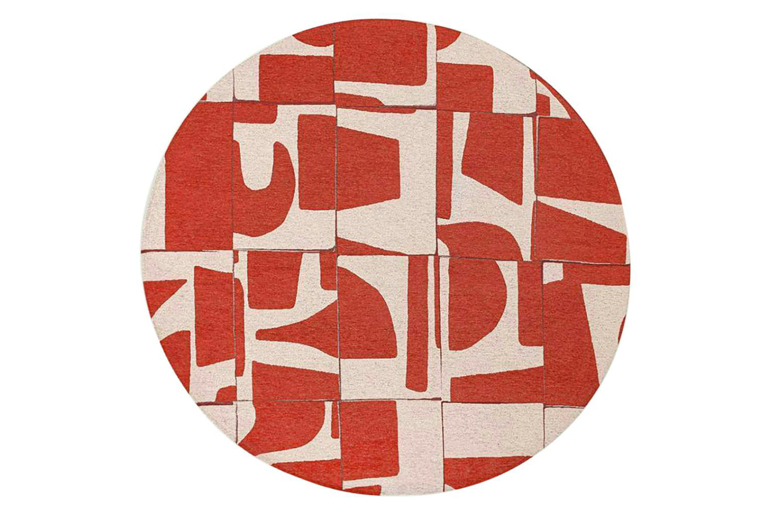 Louis De Poortere | Papercut Indoor Eco Round Rug | Red/White | 140 x 140 cm