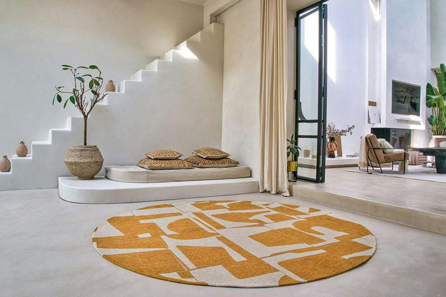 Louis De Poortere | Papercut Indoor Eco Round Rug | Yellow/White | 240 x 240 cm-2